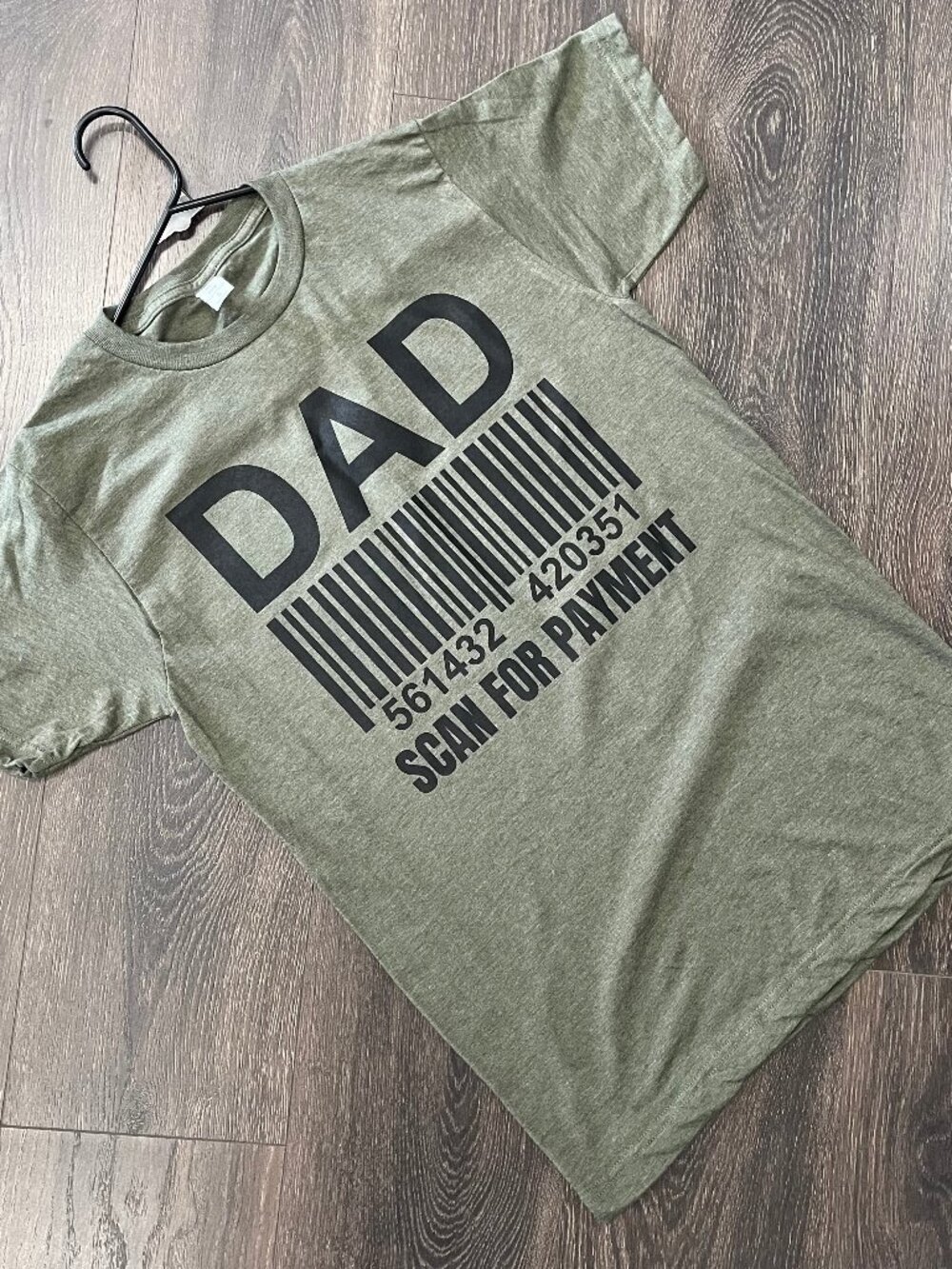 NWT TultexDad Scan For Payment Graphic Tee Unisex Size Small Military Green